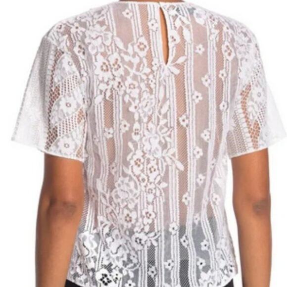 Valentino Lace Short Sleeve Shirt White size 6 - Picture 2 of 10